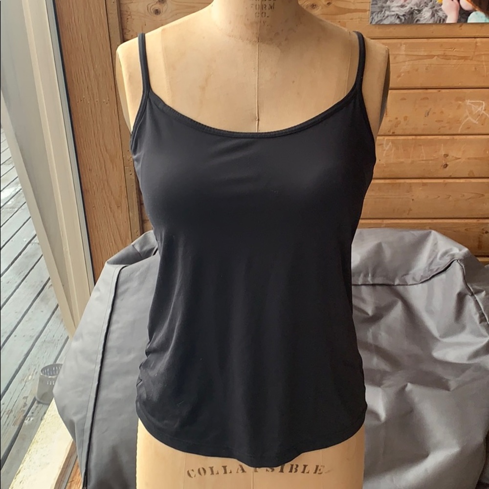 2/$12 Black polyester lined shelf bra camisole M